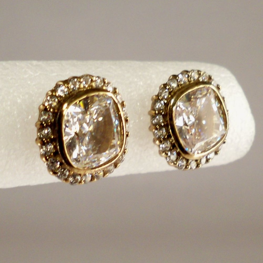NEW Cubic Zirconias Halo Gold Designer Earrings
